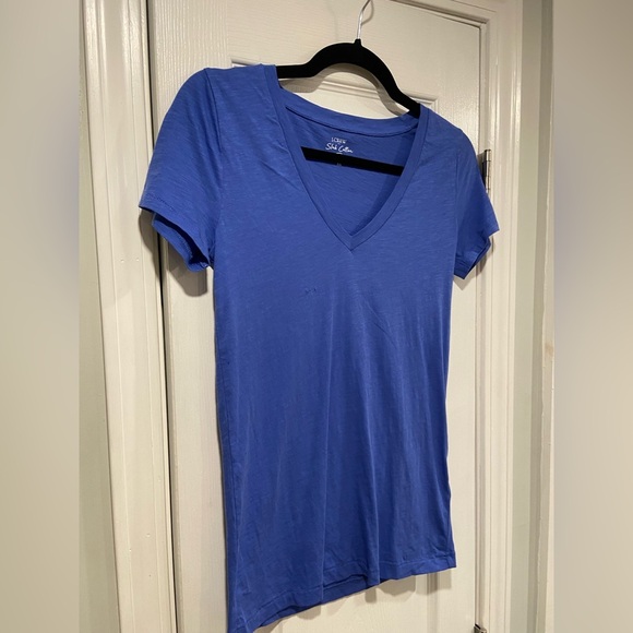 NWOT J. Crew Size XS Blue Slub Tee Shirt V Neck Short Sleeve Lightweight - Picture 4 of 12